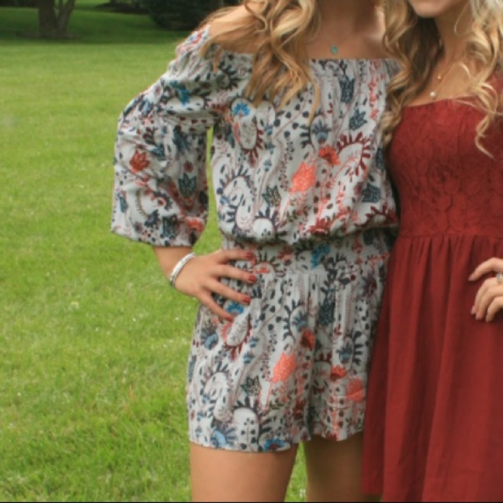 Free People Open-Shoulder Romper with Open Back